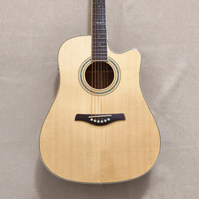 Natural 41" Dreadnought Cutaway Acoustic Guitar Bone Nut Solid Spruce Top Gigbag
