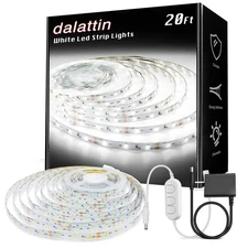 White LED Strip Lights, 20ft Dimmable Super Bright 24V Led Tape Light 6500K 3...