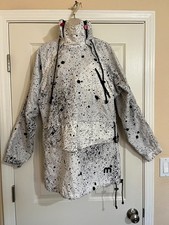 Mistral Vintage 80's Black White Paint Splatter Pullover Ski Snowboard Jacket XS