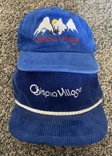Vintage lot 2 OLYMPIA VILLAGE SKI RESORT corduroy Trucker Hat Cap USA strapback