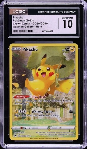 2023 Pokemon Sword & Shield Crown Zenith Full Art Pikachu #GG30 CGC 10 GEM MINT