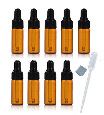 Simple-e 10pcs 5ml 1/6oz Amber Mini Glass Bottle Amber Sample Vial Small Essenti