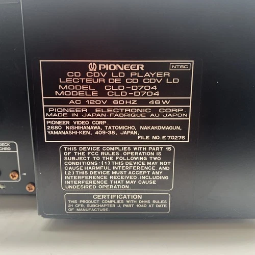 Pioneer CLD-D704 LaserDisc Player