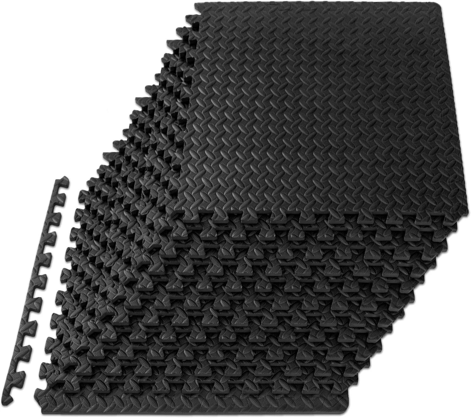 Puzzle Exercise Mat &frac12; in, EVA Interlocking Foam Floor Tiles for Home Gym, Mat