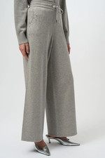 Joseph Ribkoff Grey Melange Embellished Pull On Wide Leg Pants 254945