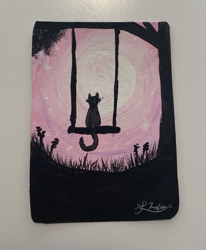 Little Visitor #2 Gouache painting, ACEO