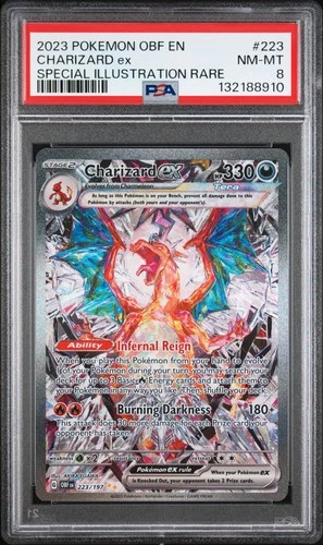 2023 POKEMON OBSIDIAN FLAMES SPECIAL ILLUSTRATION RARE #223 CHARIZARD EX PSA 8