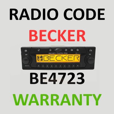 BMW Porsche VW Mercedes Benz Becker Traffic Pro BE4723 Radio Code