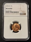1953 D Lincoln Wheat Cent - Graded NCG MS66 RD Gem BU