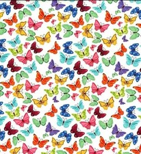 Multi Coloured Butterflies Cotton Fabric Rose Hubble Butterfly Kids Crafts 150cm