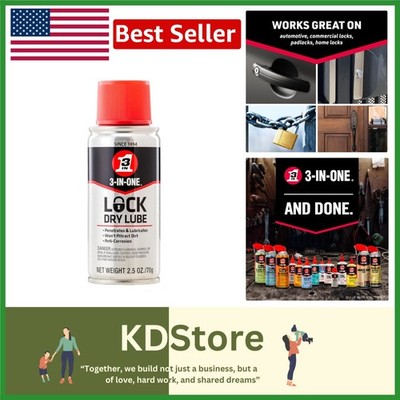 Lock Dry Lube - Quick-Drying, Clear Lock Lubricant for Home, Auto & Commercia...