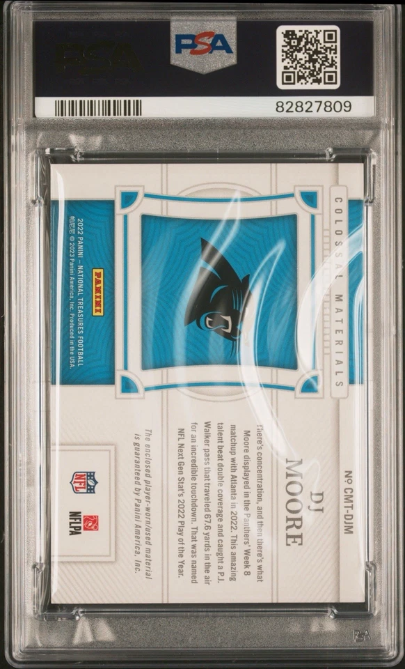 2022 Panini National Treasures DJ Moore Colossal Jumbo Patch /49 PSA 10 POP 1 - Image 2 of 4