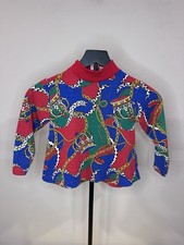 Vintage Jet Set L/S Pullover Knit Shirt Kids SIze S (4) Chain-link Crowns AOP