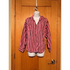 Vintage Natural Co. Pink Grey Striped Cotton Button Down Shirt Size Large