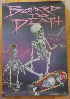 Vintage 1987 BOARD TO DEATH Graffiti Skateboard Poster by Wade Anderson