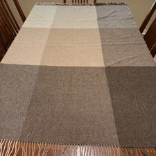 The Company Store Alpaca Throw Blanket Brown Beige Plaid 53" x 64" Made in Peru