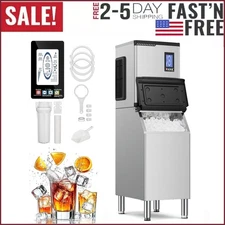 Commercial Ice Maker Machine, 700 LBS/24h Ice Machine Large 400 LBS Storage Bin