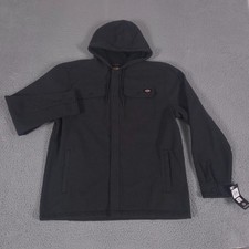 Dickies Jacket Mens Large Black Bonded Shirt Fleece Lined Snap Up Work NEW 70