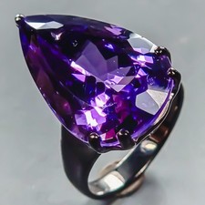 Jewellery 26 ct+ Natural Amethyst Ring 925 Sterling Silver Size 8.5 /R442519