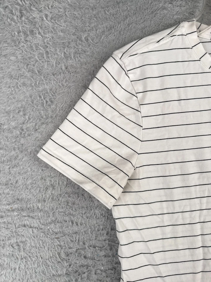 Camisa Lululemon Mujer 4 Negra Blanca Rayas Algodón Pima Love Crew Gimnasio Informal Foto 3 de 4