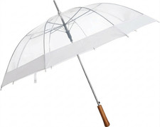 Barton Outdoors Rain Umbrella - Clear and White - 48" Across - Rip-Resistant