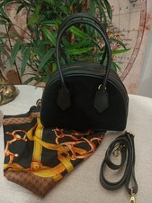 Mini bag bauletto nera  donna ragazza VERA PELLE scamosciata