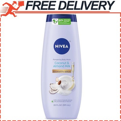 NIVEA Pampering Coconut & Almond Milk Body Wash w/ Nourishing Serum Moisturizing
