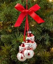 Snowman Trio Christmas ornament, Glass, Holiday Lane NWT