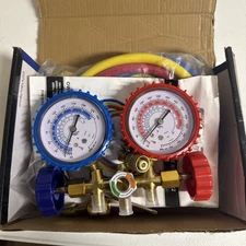 Manifold Gauge Set R410A R22 R404A HVAC A/C Refrigeration Charging Open Box New