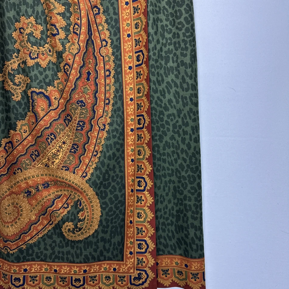 Impresionante Falda Larga de Seda Carlisle Mujer Talla 4 Estampado Azteca Verde Marrón Estampados Foto 4 de 4