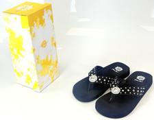 YELLOWBOX Sequin Wedge Sandal Flip Flops STYLE GADABOUT Size 10 Black