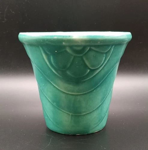 Vintage Shawnee Pottery USA Turquoise Daisy Planter 3" Teal Aqua Cottagecore