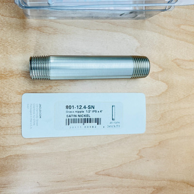 NEW JACLO 4'' brass nipple - 1/2'' IPS x 4'' - Satin Nickel - 801.12.4 SN