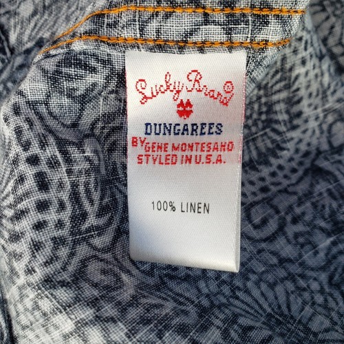 Camicia uomo Lucky Brand taglia XL blu stampa floreale 100% lino casual bottoni davanti - Foto 13 di 14