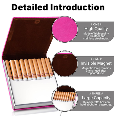 magnetic cigarette case STNRST-IN 5 Pack King Size 80mm, Stylish Leather Surface Cigarette Box for Women and Men, Portable Leather Cigarettes Holder with Solid Switch Flip Top Closure, 20 Capacity cash and whatever else you need to get you through the day Portable Slim Leather Cigarette Case