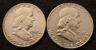 2 FRANKLIN HALF DOLLARS == 1960 & 1960 D == HI-GRADE == 90% SILVER