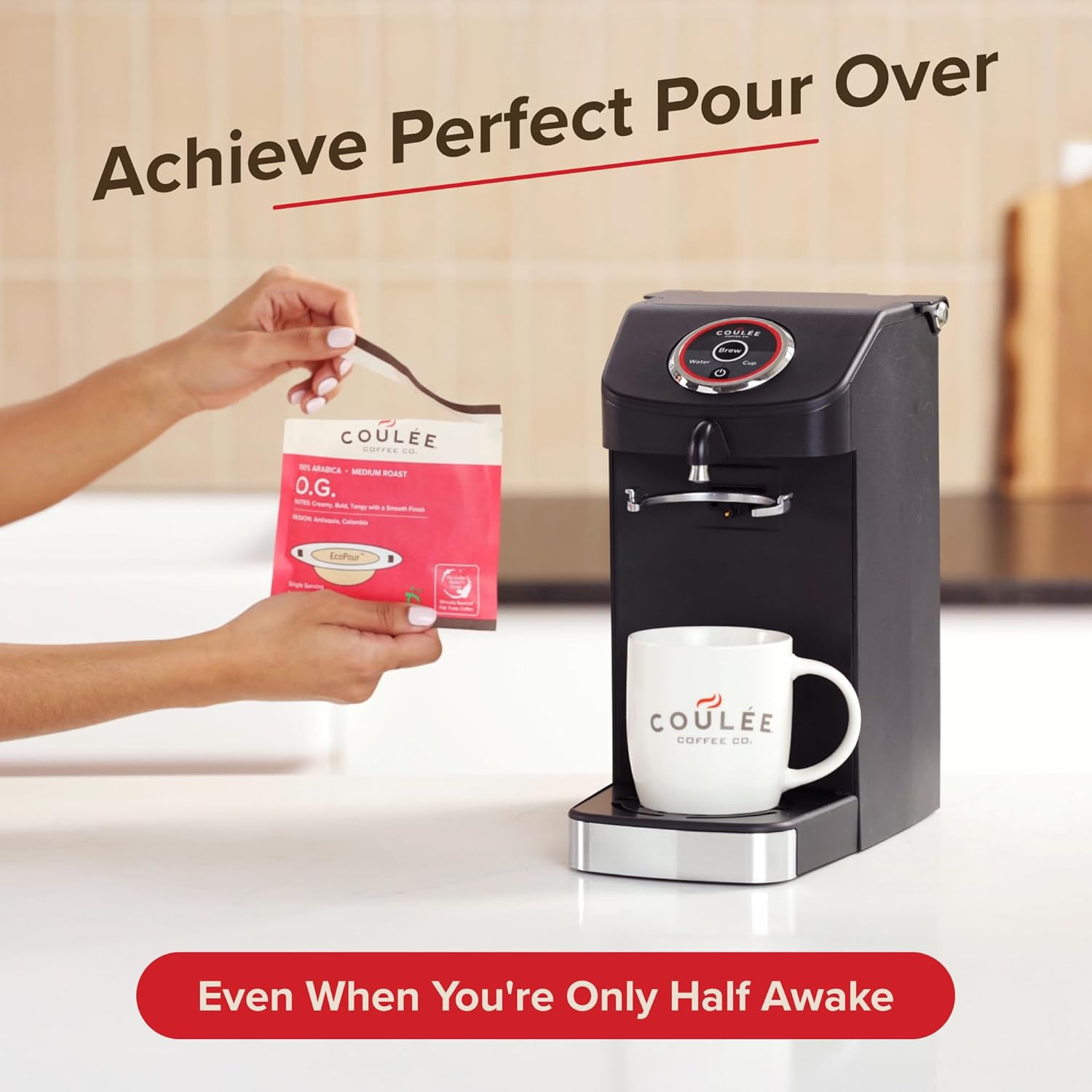 SWIRL Eco-Friendly Electric Pour Over Coffee Maker - Single Serve, Black