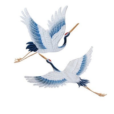 1PC Crane Bird Patch Sewing Embroidered Appliques DIY Craft Patch For Clothes