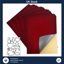 Self Adhesive Dark Red Velvet Sheets Craft Lining 20 Pcs 8.8x11.8 In