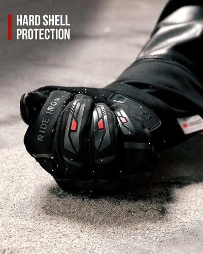 RIDEIRON Winter Motorcycle Gloves for Men & Women black Large image 7