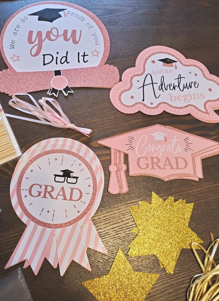 Graduation Decorations Party Supplies Favors Stars 2023 Congratulations Pink - Image 2 of 4