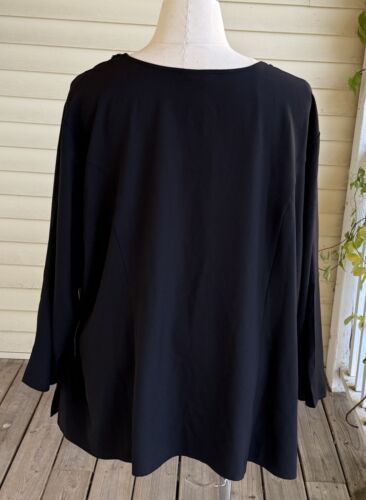 Neu mit Etikett Catherines Bluse Plus 5 x 34 W 36 W schwarz Chiffon mit Schmucksteinen besetztes Oberteil geteilte Ärmel - Bild 2 von 9