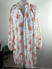 Vince Camuto Women's Lightweight Three Tier Mini Dress Ivory/Pink/Gold, Size XXL