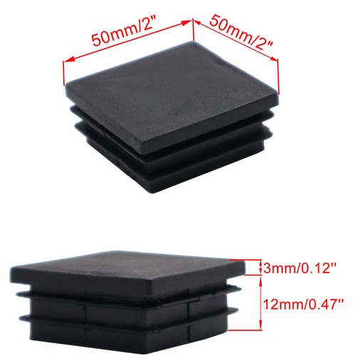 25/40/50mm Black Blanking End Plastic Cap Square Tube Insert Pipe Box Chair Plug - Picture 15 of 15