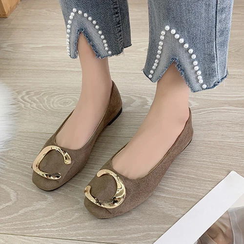 Women Flats Slip On Flat Shoes Formal Ladies Square Toe Classic Pumps Buckle - Bild 62 von 113
