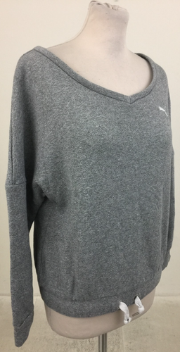 PUMA Women's Jumper Size 10 Grey Heavyweight Drawstring Logo Scoop Neck Used F1 - Picture 5 of 10