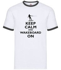 Keep Calm Et Ski Nautique Sur - Hommes Contraste - sur Planche Wake Board Eau