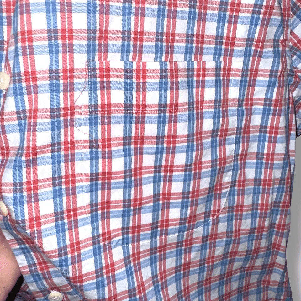 Peter Millar красный, белый и синий чек платье рубашка Sz M - Изображение 3 из 4