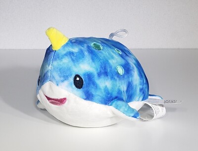 Fiesta Cute Smiling Spotted Narwhal Blue Tie Dye Stuffed Animal Plush Toy 6'' EUC