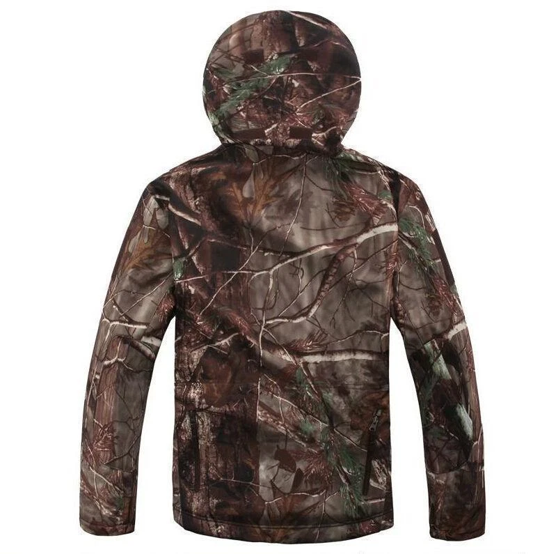 Men Hunting Camouflage Clothing Waterproof Windproof Hooded Jacket & Pants R145 - Image 3 of 4